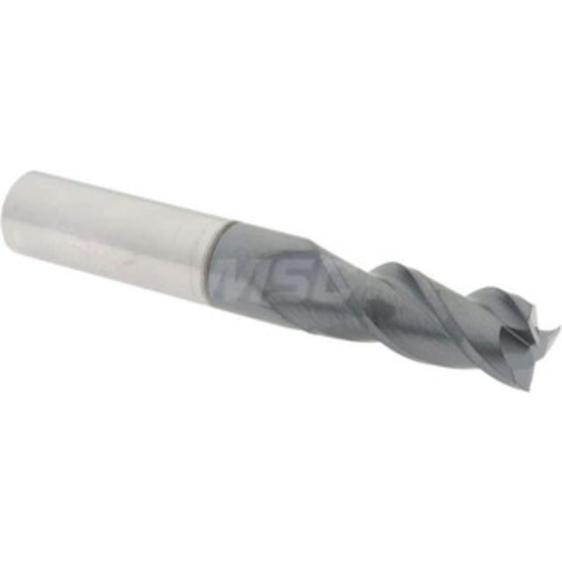 Accupro 23/64, 7/8 LOC, 3/8 Shank Diam, 2-1/2 OAL, 3 Flute, Solid Carbide Square End Mill Single End, AlTiN Finish, Spiral Flute, 40 Helix, Centercutting, Right Hand Cut, Right Hand Flute 12182012 – 82419276