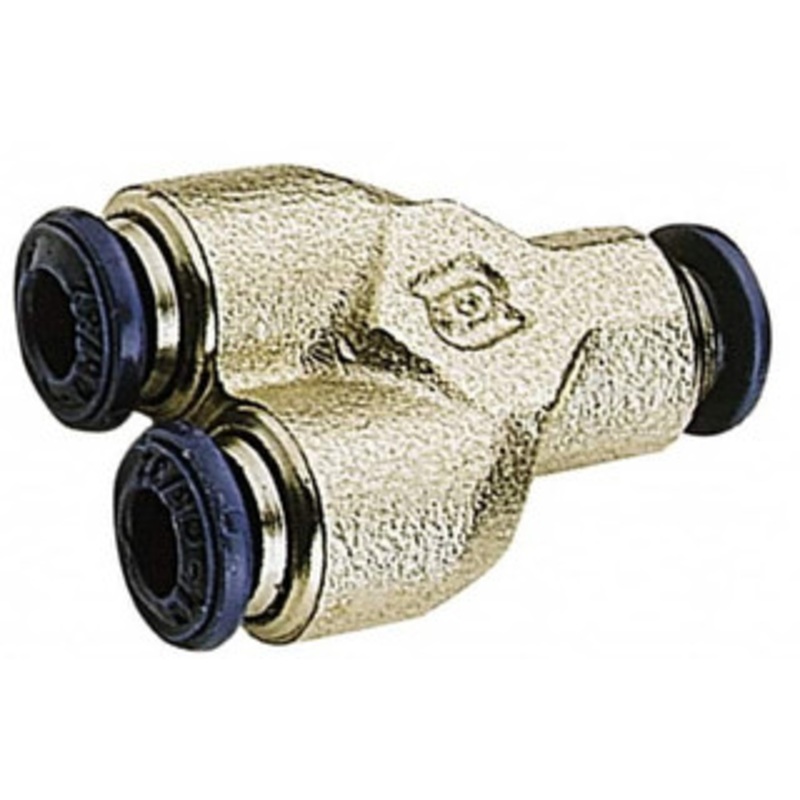 Aignep USA 5/32 Tube OD, Nickel Plated Brass Push-to-Connect Tube Union Y Tube to Tube Connection, 250 Max psi, Buna O-Ring, 160F Max Working Temp 88310-53 – 82916743