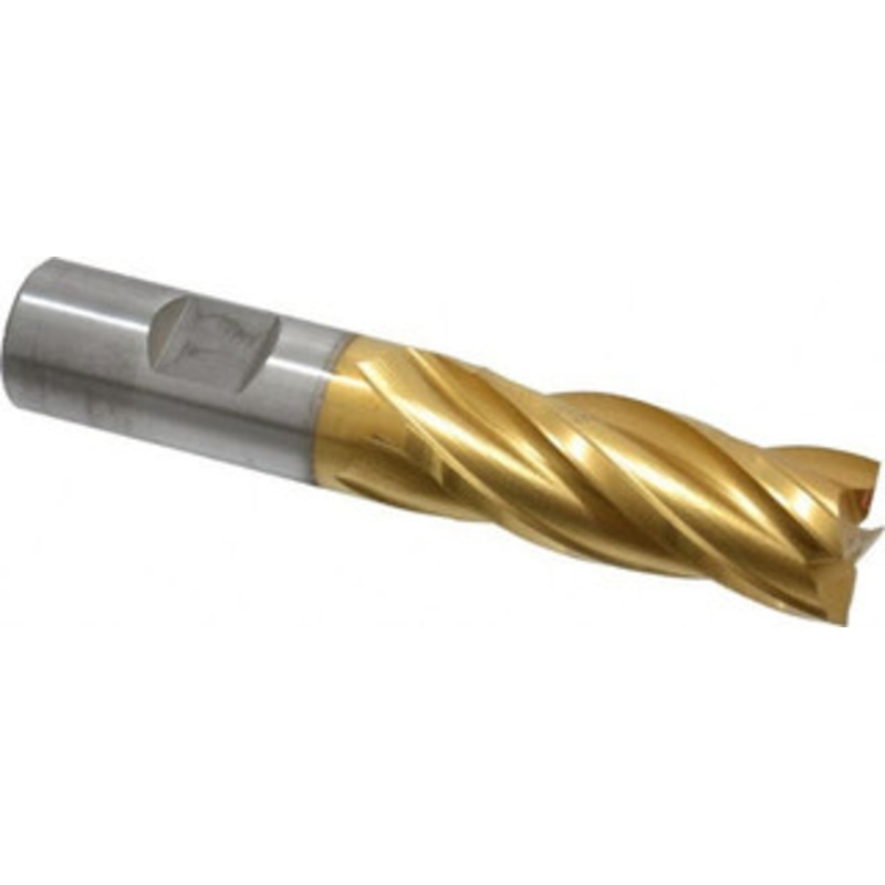 Cleveland 25/32, 1-7/8 LOC, 3/4 Shank Diam, 4-1/8 OAL, 4 Flute, High Speed Steel Square End Mill Single End, TiN Finish, Spiral Flute, 30 Helix, Centercutting, Right Hand Cut, Right Hand Flute, Series HG-4C C33218 – 87381455