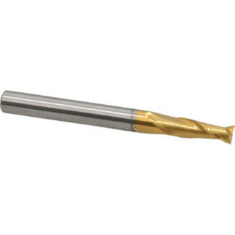 Hertel 7/32, 5/8 LOC, 1/4 Shank Diam, 2-1/2 OAL, 2 Flute, Solid Carbide Square End Mill Single End, TiN Finish, Spiral Flute, 30 Helix, Centercutting, Right Hand Cut 750666 – 74611385