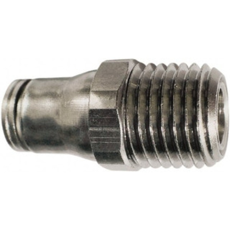 Legris 12mm Outside Diam, 1/4 BSPT, Nickel Plated Brass Push-to-Connect Tube Male Connector 435 Max psi, Tube to Male BSPT Connection, FKM O-Ring 3675 12 13 – 68967512