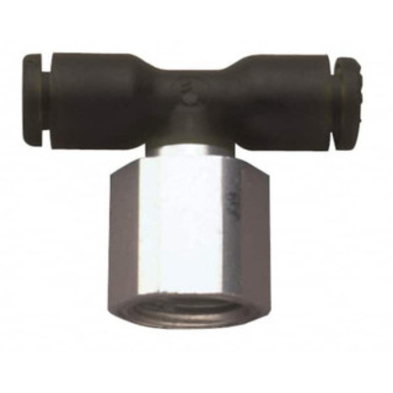 Legris 5/32 OD, 1/4 NPT, Nylon/Nickel Plated Brass Push-to-Connect Female Branch Tee 290 Max psi 3008 04 14 – 48620769