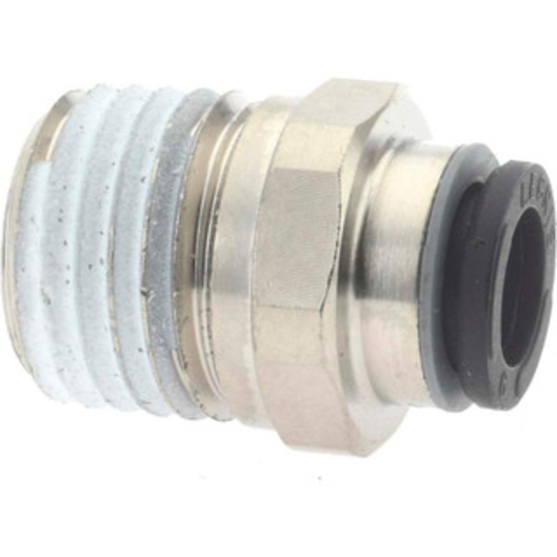 Legris 6mm Outside Diam, 1/4 NPT, Nickel Plated Brass Push-to-Connect Tube Male Connector 290 Max psi, Tube to Male NPT Connection, Buna Nitrile O-Ring 3175 06 14 – 60471737