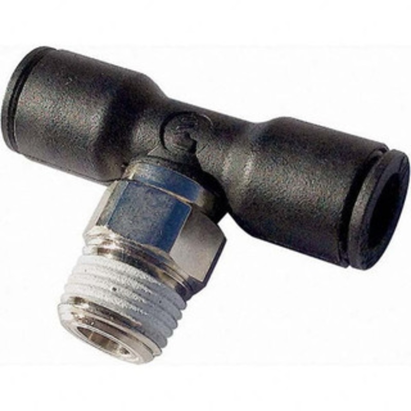Legris Plastic Push-To-Connect Tube Fittings, Type: Male Branch Tee, Tube Outside Diameter (Inch): 3/16, Maximum Working Pressure (psi): 260.00, Glass Reinforced Nylon/Nickel Plated Brass, Thread Size: 1/8, Thread Type: NPT 3108 55 11 – 20100343