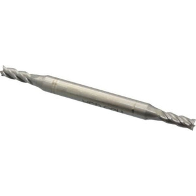 Made in USA 1/8, 3/8 LOC, 3/16 Shank Diam, 2-1/4 OAL, 4 Flute, High Speed Steel Square End Mill Double End, Uncoated 847-0125 – 71924088