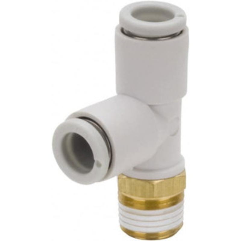 SMC Pneumatics 8mm Outside Diam, 3/8 BSPT, Brass/Polybutylene Push-to-Connect Tube Male Run Tee 145 Max psi KQ2Y08-03AS – 51432946