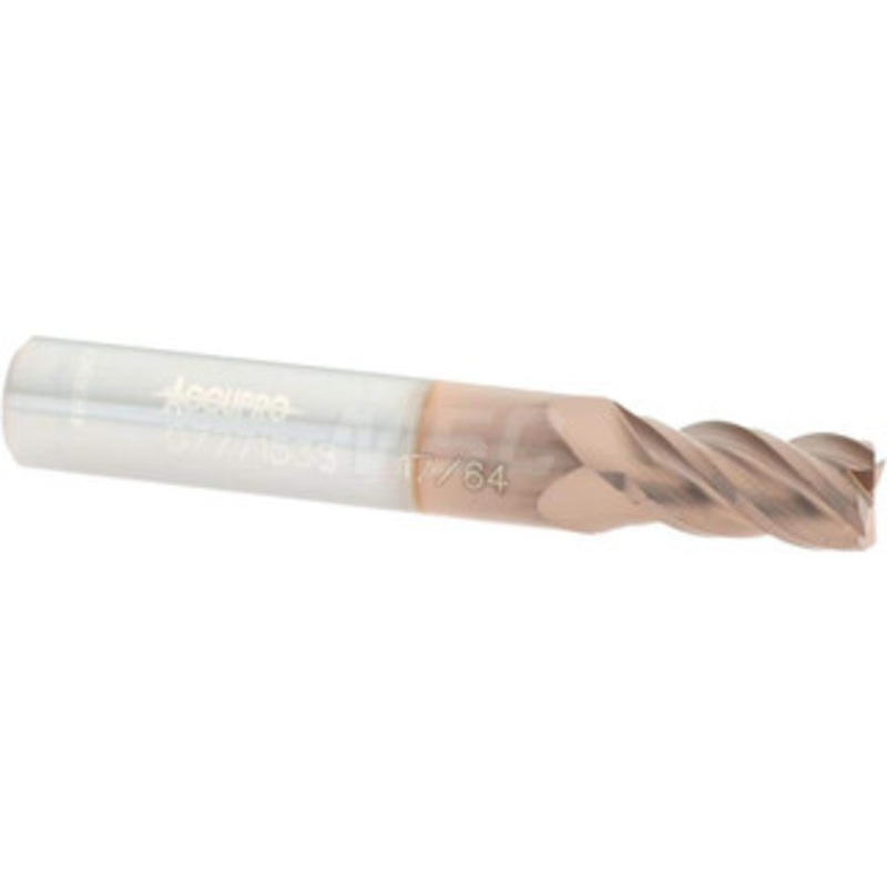 Accupro 17/64, 1/2 LOC, 5/16 Shank Diam, 2 OAL, 4 Flute, Solid Carbide Square End Mill Single End, TiCN Finish, Spiral Flute, 40 Helix, Centercutting, Right Hand Cut, Right Hand Flute 12182818 – 07771538