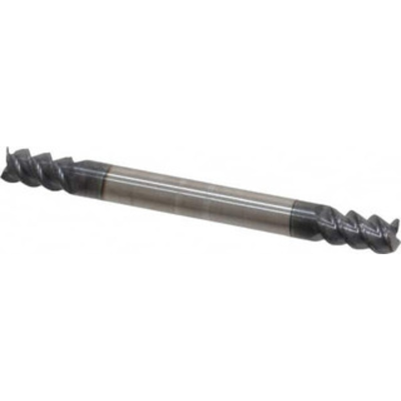 Accupro 3/16, 5/16 LOC, 3/16 Shank Diam, 2 OAL, 3 Flute, Solid Carbide Square End Mill Double End, AlTiN Finish, Spiral Flute, 60 Helix, Centercutting, Right Hand Cut, Right Hand Flute 12177757 – 00592949