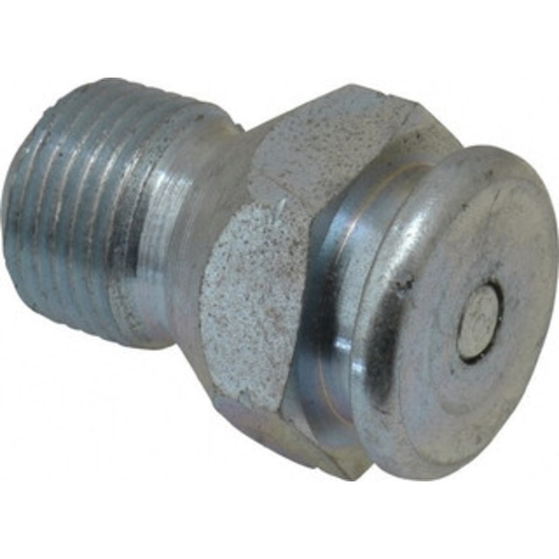 Alemite Straight Head Angle, 3/8 NPTF Button-Head Grease Fitting 7/8 Hex, 1-5/16 Overall Height, 9/16 Shank Length, 15,000 Operating psi, Zinc Plated Finish 1822-A1 – 03245016