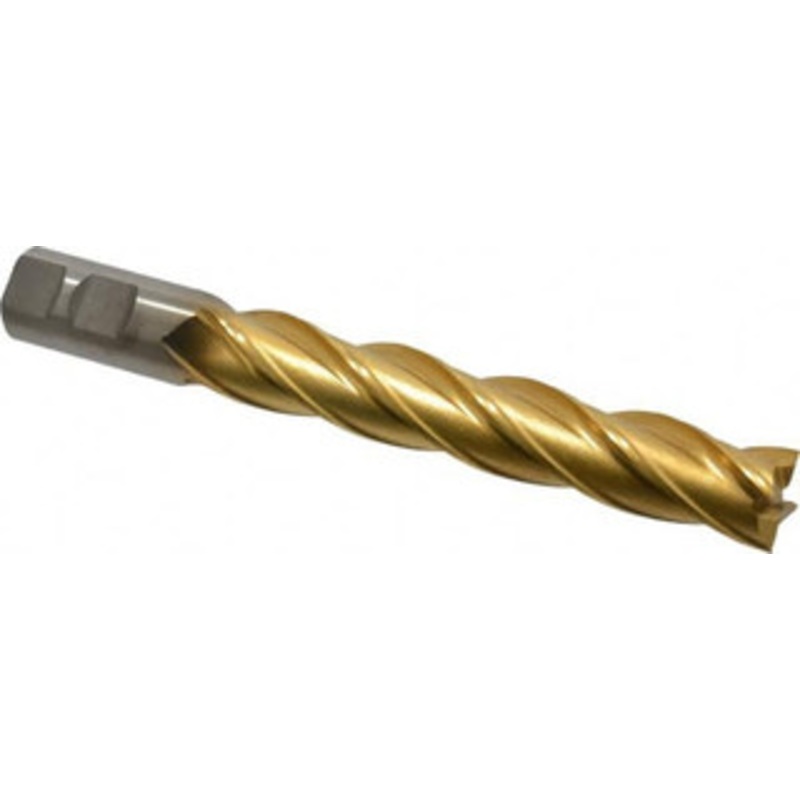 Cleveland 7/8, 5 LOC, 7/8 Shank Diam, 7-1/4 OAL, 4 Flute, High Speed Steel Square End Mill Single End, TiN Finish, Spiral Flute, 30 Helix, Centercutting, Right Hand Cut, Right Hand Flute, Series HG-4C C33451 – 87417911