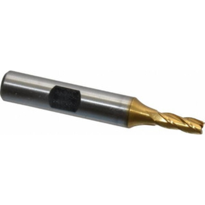 Hertel 3/16, 1/2 LOC, 3/8 Shank Diam, 2-3/8 OAL, 4 Flute, High Speed Steel Square End Mill Single End, TiN Finish, Spiral Flute, 30 Helix, Right Hand Cut, Right Hand Flute E8031012 – 41119991