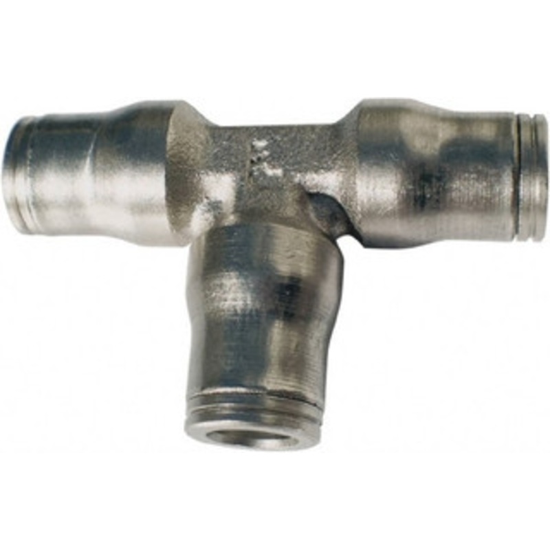 Legris 14mm Outside Diam, Nickel Plated Brass Push-to-Connect Tube Union Tee 435 Max psi, Tube to Tube Connection, FKM O-Ring 3604 14 00 – 44601854