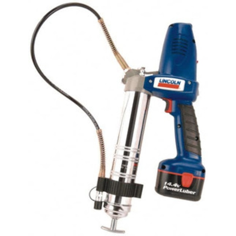 Lincoln 7,500 Max psi, Flexible Battery-Operated Grease Gun 18 oz Capacity, Includes 110 V One Hour Charger & Heavy Duty Carrying Case 1442 – 59546127