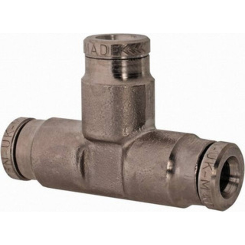 Norgren 3/16 Outside Diam, Nickel Plated Brass Push-to-Connect Tube Union Tee 260 Max psi, Tube to Tube Connection 120600300 – 48784896