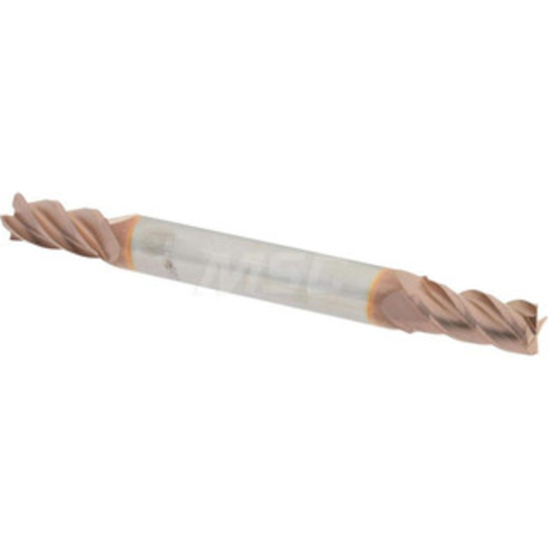 Accupro 7/32, 7/16 LOC, 1/4 Shank Diam, 2-1/2 OAL, 4 Flute, Solid Carbide Square End Mill Double End, TiCN Finish, Spiral Flute, 40 Helix, Centercutting, Right Hand Cut, Right Hand Flute 12185210 – 07763642