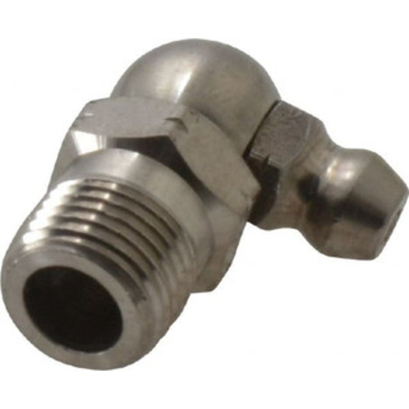 Alemite 90 Head Angle, 1/8 PTF Nickel/Copper Standard Grease Fitting 7/16 Hex, 7/8 Overall Height, 11/32 Shank Length 1923-B – 03244902