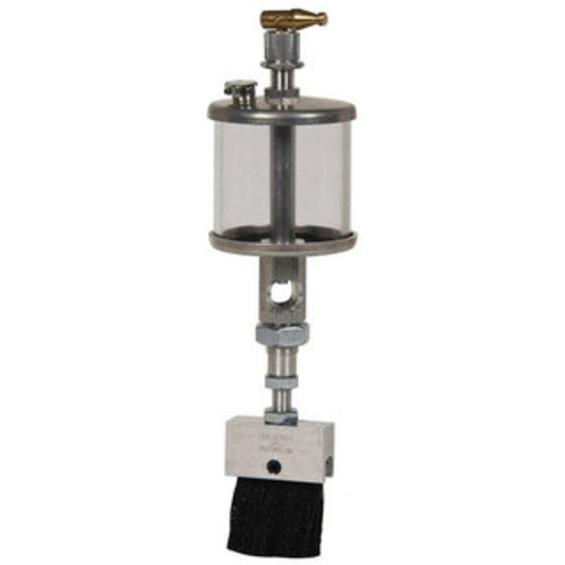 LDI Industries 1 Outlet, Polymer Bowl, 147.9 mL Manual-Adjustable Oil Reservoir 1/2-20 UNF Outlet, 2-1/2 Diam x 5-3/4 High, 121.1 (Nylon Brush), 60C  (Polymer) Max RDB304-N-4 – 03241015