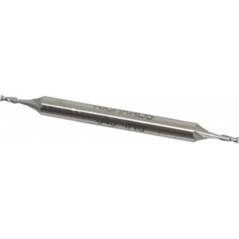 Made in USA 1/16, 3/16 LOC, 3/16 Shank Diam, 2-1/4 OAL, 2 Flute, High Speed Steel Square End Mill Double End, Uncoated, Spiral Flute, 30 Helix, Centercutting 840-0062 – 71922041