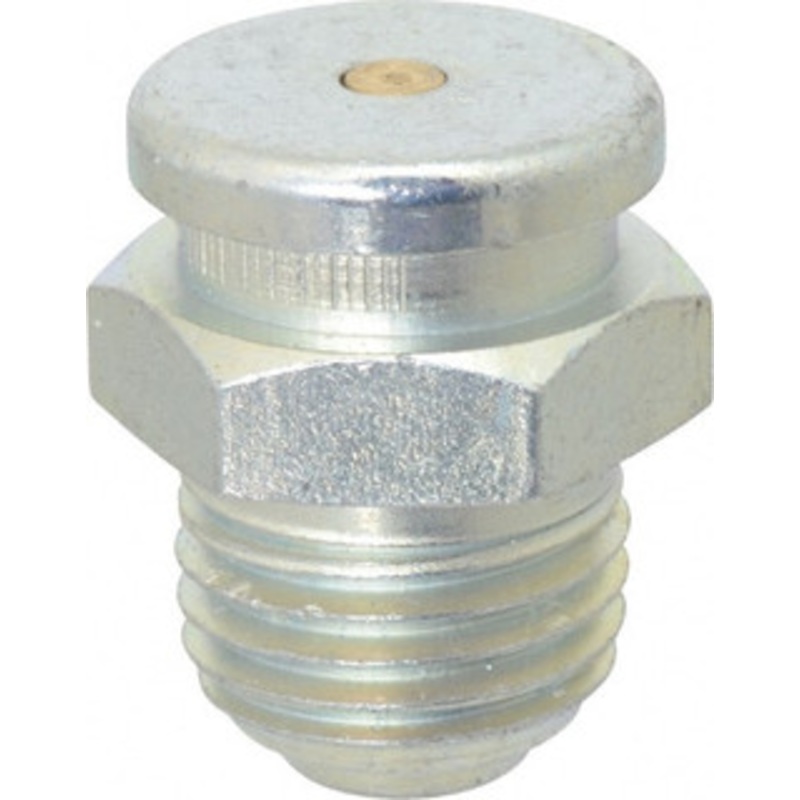 Alemite Straight Head Angle, 1/4 NPTF Button-Head Grease Fitting 5/8 Hex, 53/64 Overall Height, 27/64 Shank Length, 6,000 Operating psi, Zinc Plated Finish A1186 – 03244977