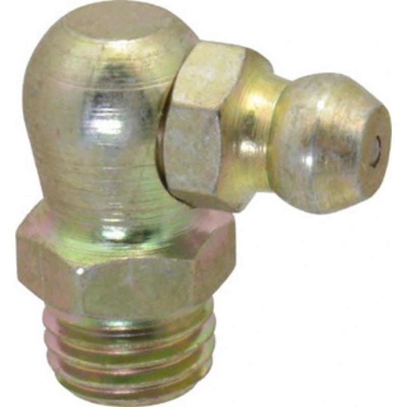 PROLUBE 90 Head Angle, M8x1.0 Metric Steel Standard Grease Fitting 9mm Hex, 18mm Overall Height, 5.5mm Shank Length, Zinc Plated Finish GFT/8/1/90/ST-5 – 08060915