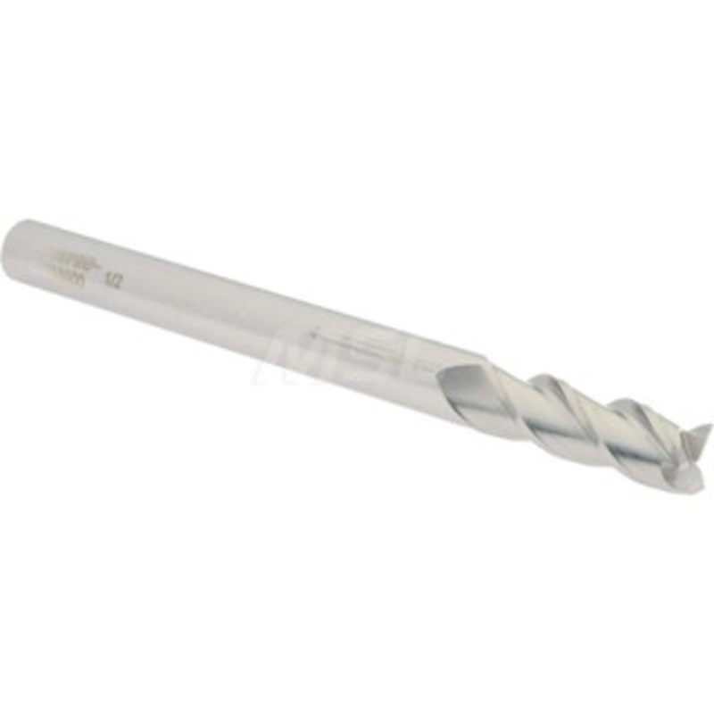 Accupro 1/2, 1-1/2 LOC, 1/2 Shank Diam, 6 OAL, 3 Flute, Solid Carbide Square End Mill Single End, Uncoated, Spiral Flute, 40 Helix, Centercutting, Right Hand Cut, Right Hand Flute 12182313 – 60056900