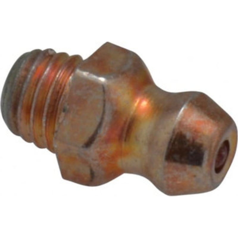 Alemite Straight Head Angle, 1/4-28 Taper Nickel/Copper Thread-Forming Grease Fitting 5/16 Hex, 0.58 Overall Height, Zinc Plated Finish 3038-B – 03244639