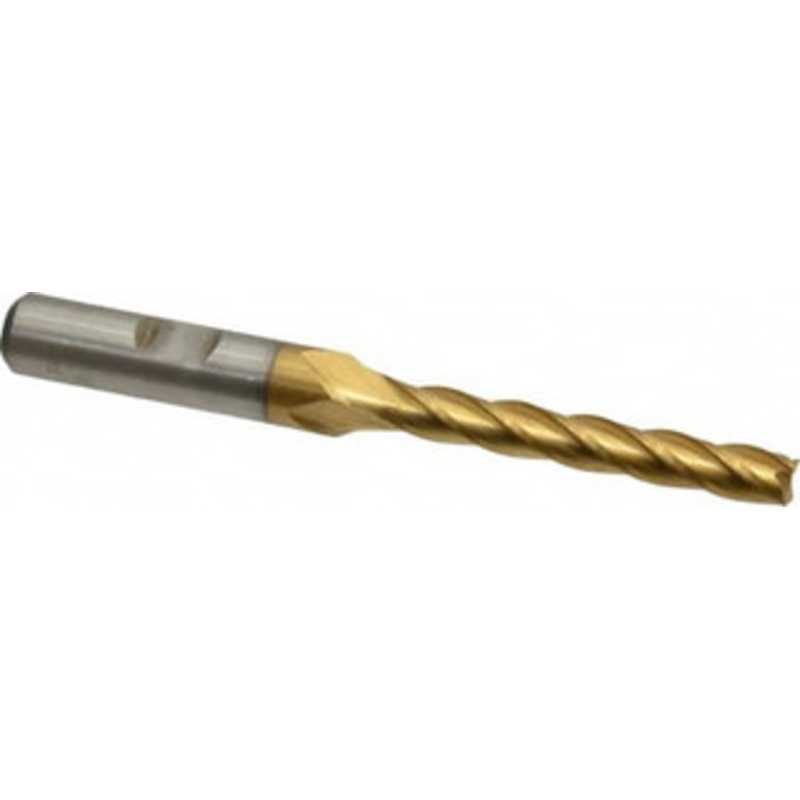 Cleveland 1/4, 1-3/4 LOC, 3/8 Shank Diam, 3-9/16 OAL, 4 Flute, Cobalt Square End Mill Single End, TiN Finish, Spiral Flute, 30 Helix, Centercutting, Right Hand Cut, Right Hand Flute, Series HGC-4C C32700 – 87439055