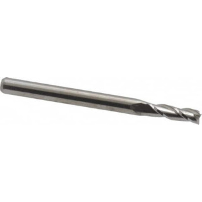 M.A. Ford 7/64, 3/8 LOC, 1/8 Shank Diam, 1-1/2 OAL, 3 Flute, Solid Carbide Square End Mill Single End, Uncoated, Spiral Flute, 30 Helix, Centercutting, Right Hand Cut, Right Hand Flute, Series 116 11610930 – 01673862