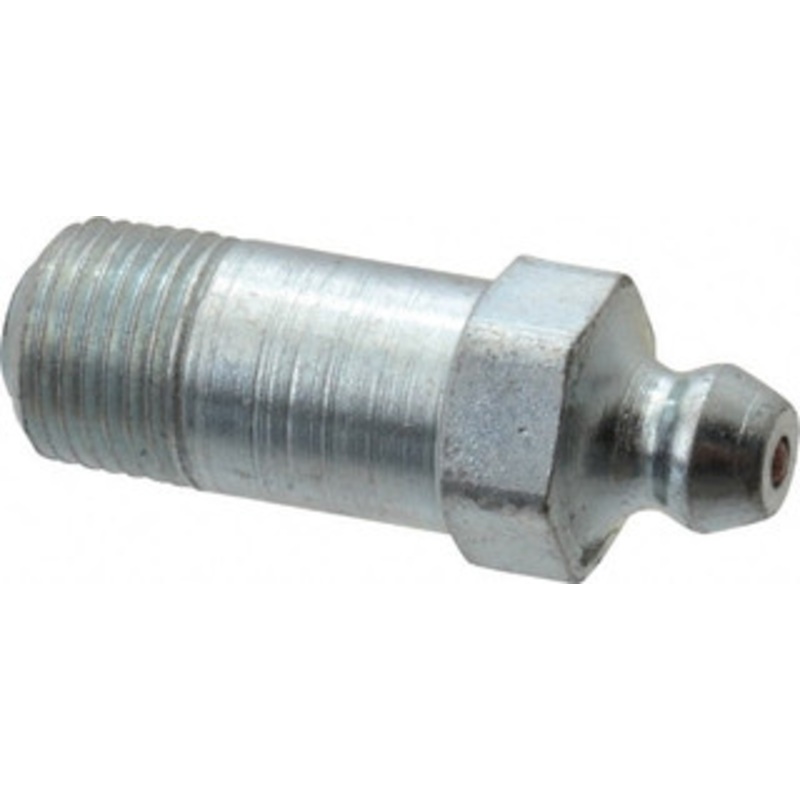 Alemite Straight Head Angle, 1/8 PTF Steel Standard Grease Fitting 7/16 Hex, 1-1/4 Overall Height, 25/32 Shank Length, 10,000 Operating psi, Zinc Plated Finish 1607-B – 03244340