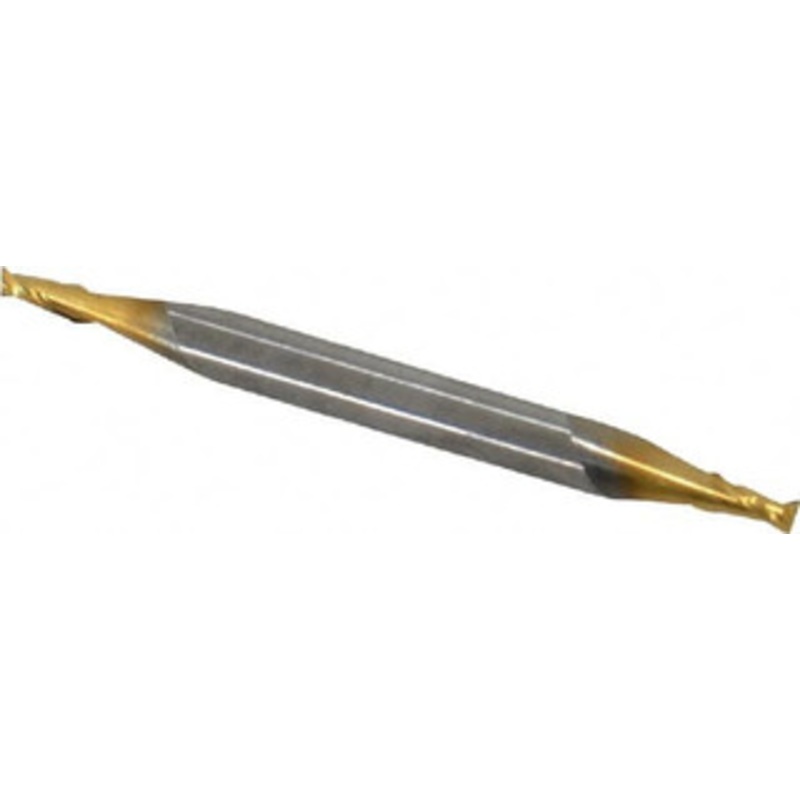 Hertel 1/16, 1/8 LOC, 1/8 Shank Diam, 1-1/2 OAL, 2 Flute, Solid Carbide Square End Mill Double End, TiN Finish, 30 Helix, Centercutting 750679 – 74611823
