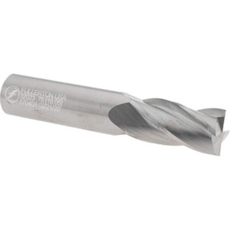 Made in USA Square End Mill, 3/4 Dia, 1-1/2 LOC, 3/4 Shank Dia, 4 OAL, 4 Flutes, Single End, Uncoated, 30 Helix, RH Cut, RH Flute, Series 3200 32023 – 68247998
