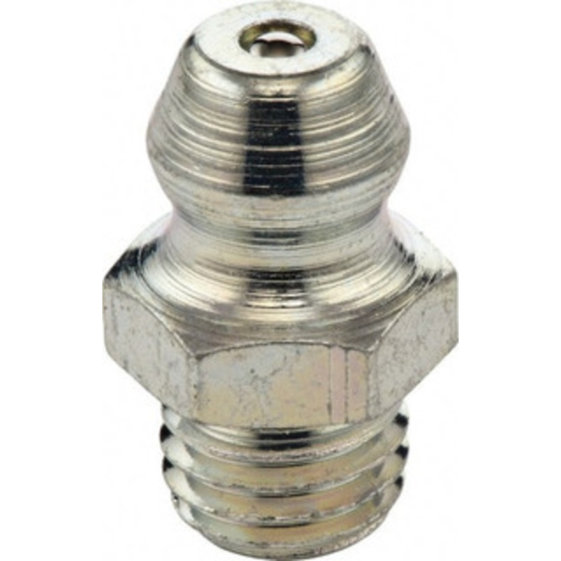 UMETA Straight Head Angle, M5x0.8 Metric Steel Standard Grease Fitting 7mm Hex, 15mm Overall Height, 5.5mm Shank Length, Zinc Plated Finish 1100701 – 39738851
