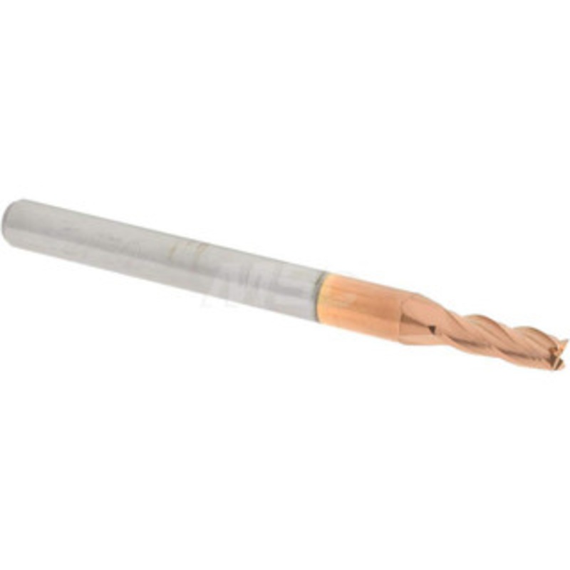 Accupro 3/32, 9/32 LOC, 1/8 Shank Diam, 1-1/2 OAL, 4 Flute, Solid Carbide Square End Mill Single End, TiCN Finish, Spiral Flute, 30 Helix, Centercutting, Right Hand Cut, Right Hand Flute 12182341 – 07771215