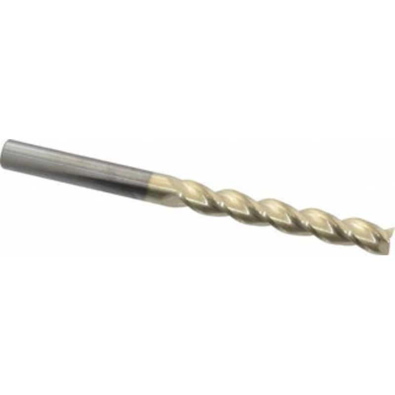 Accupro 5/16, 2-1/8 LOC, 5/16 Shank Diam, 4 OAL, 3 Flute, Solid Carbide Square End Mill Single End, ZrN Finish, Spiral Flute, 37 Helix, Centercutting, Right Hand Cut, Right Hand Flute 35031234C5 – 65249989