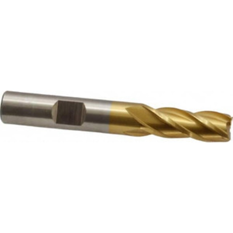 Cleveland 11/32, 3/4 LOC, 3/8 Shank Diam, 2-1/2 OAL, 4 Flute, High Speed Steel Square End Mill Single End, TiN Finish, Spiral Flute, 30 Helix, Centercutting, Right Hand Cut, Right Hand Flute, Series HG-4C C33198 – 87380572
