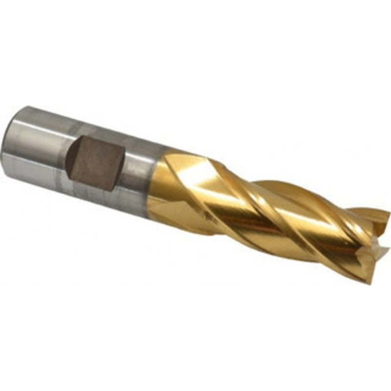 Cleveland 23/32, 1-5/8 LOC, 3/4 Shank Diam, 3-7/8 OAL, 4 Flute, High Speed Steel Square End Mill Single End, TiN Finish, Spiral Flute, 30 Helix, Centercutting, Right Hand Cut, Right Hand Flute, Series HG-4C C33215 – 87381430