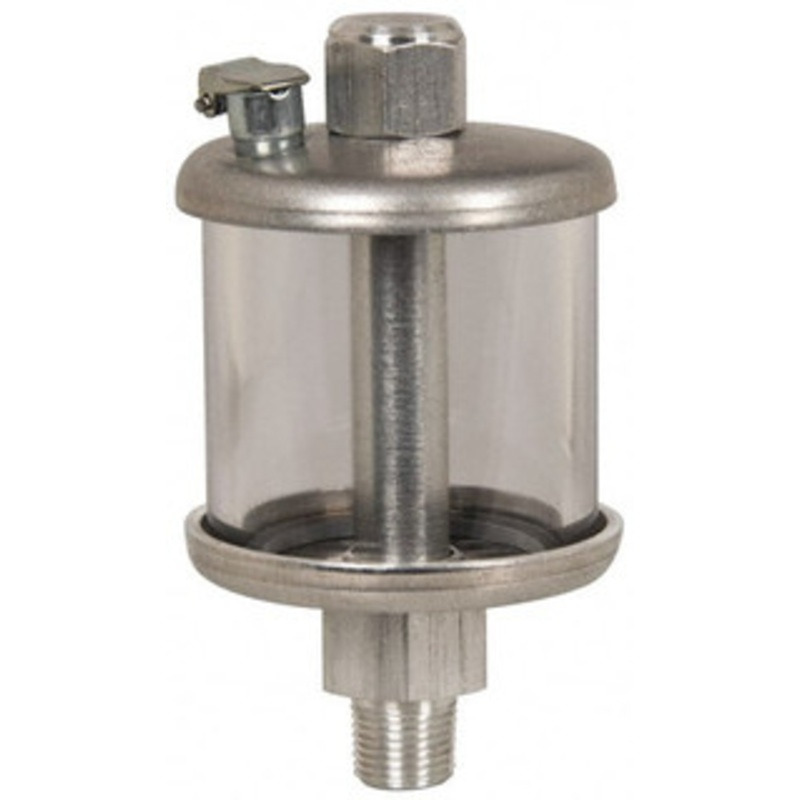 LDI Industries 1 Outlet, Polymer Bowl, 0.47 L No Flow Control Oil Reservoir 1/4-18 NPTF Outlet, 3-1/2 Diam x 6-3/8 High, 60C Max R110-02F – 86900701