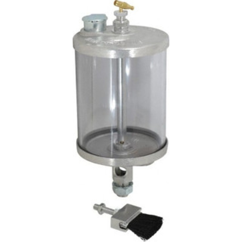 LDI Industries 1 Outlet, Polymer Bowl, 0.95 L Manual-Adjustable Oil Reservoir 5/8-18 UNF Outlet, 4-1/4 Diam x 9-3/8 High, 121.1 (Nylon Brush), 60C  (Polymer) Max RDB309-N-4 – 03241056