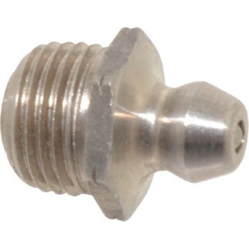 Alemite Straight Head Angle, 1/8 PTF Nickel/Copper Standard Grease Fitting 7/16 Hex, 5/8 Overall Height, 9/32 Shank Length 1962-B – 03244910
