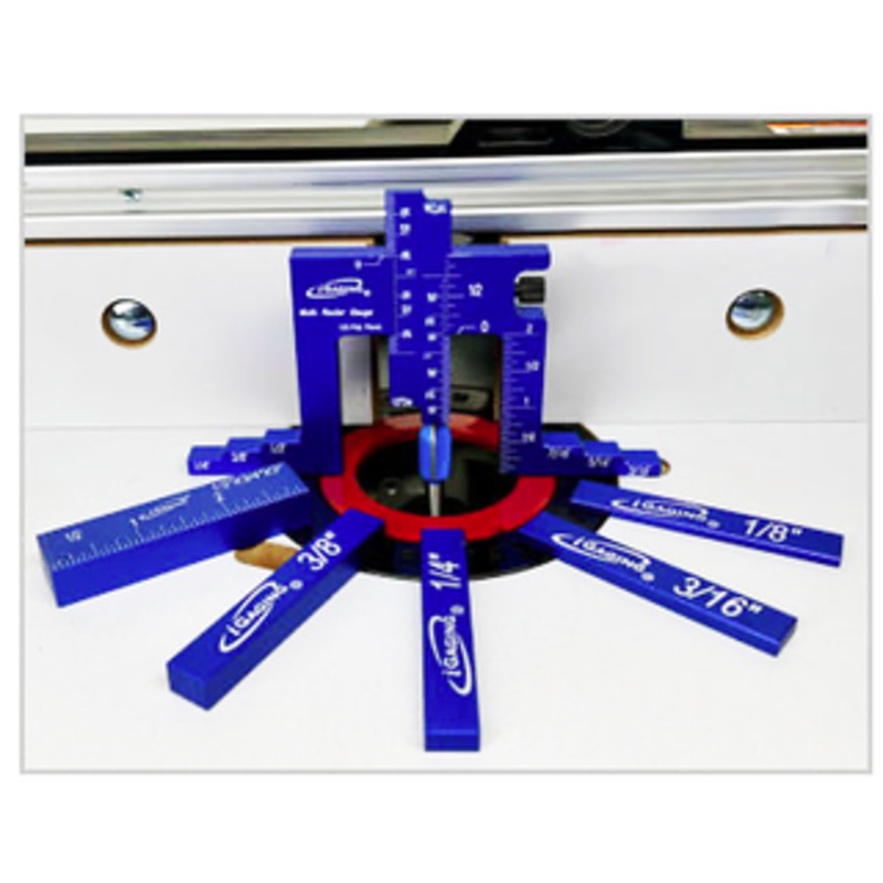 iGaging 2 Multi Adjustable Router Depth & Center Gauge with 5 Setup Blocks – 36-RG-06