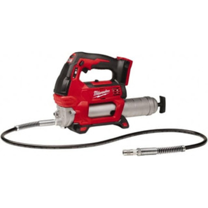 Milwaukee 10,000 Max psi, Flexible Battery-Operated Grease Gun 14 oz Capacity, 31 Strokes per oz, Includes Grease Gun, Gauge Hose Assembly & Coupler 2646-20 – 50905892