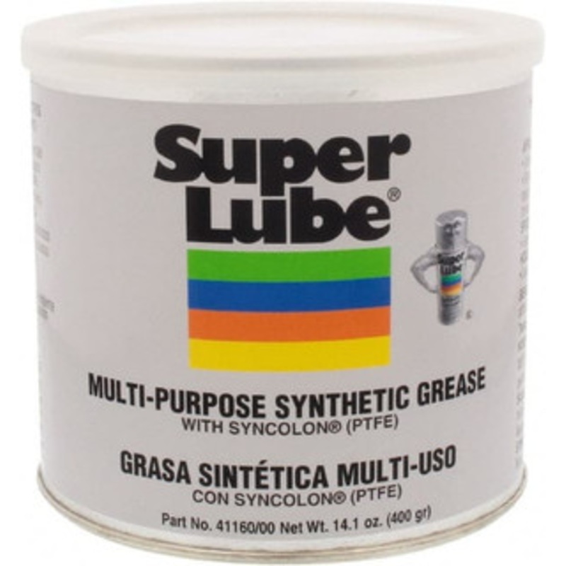 Synco Chemical Super Lube 14.1 oz Canister Synthetic Lubricant w/PTFE General Purpose Grease Translucent White, Food Grade, 450F Max Temp, NLGIG 00, 41160/00 – 57358194