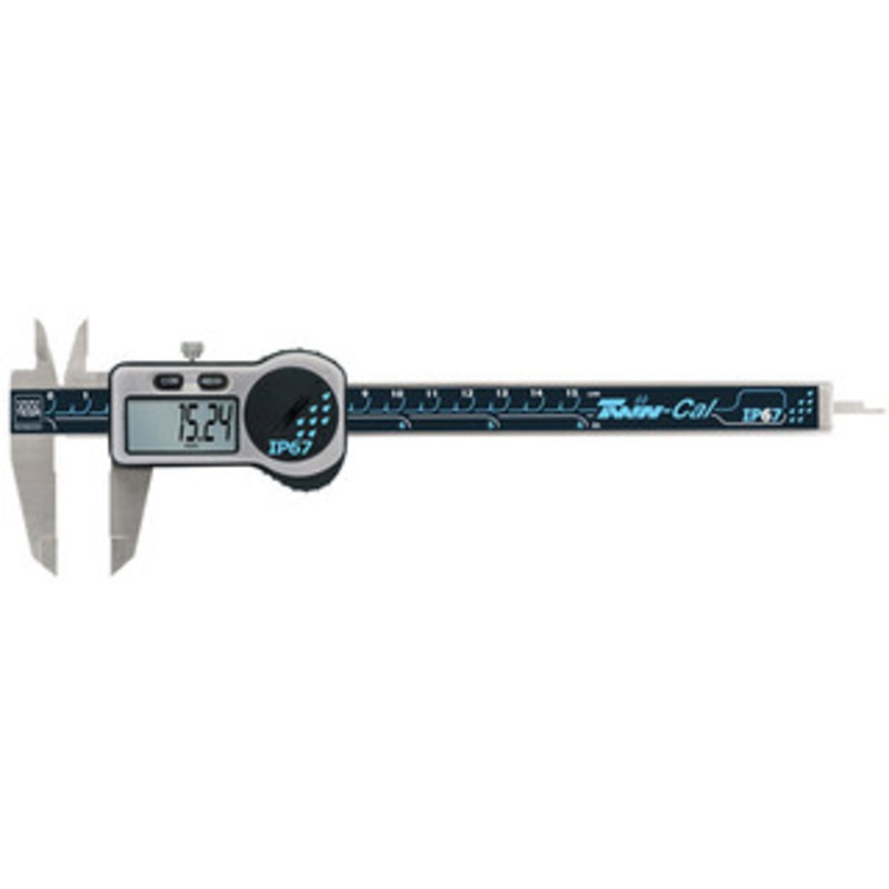 Tesa Brown & Sharpe Universal Digital Caliper, 200 mm, TWIN-CAL, Square Rod, w/ Thumb Roller – 00530095