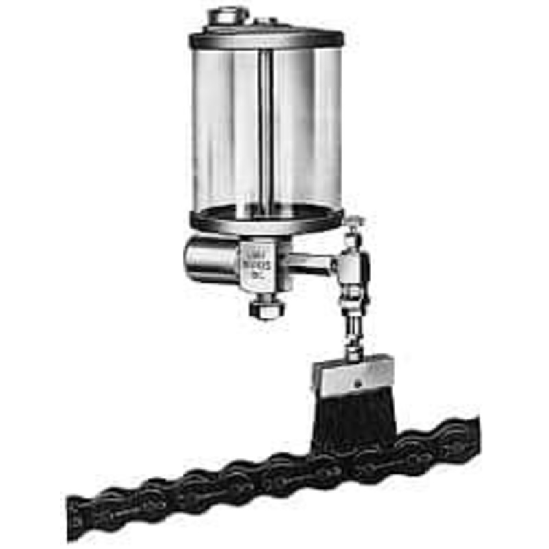 LDI Industries 1 Outlet, Polymer Bowl, 0.95 L Electric-Adjustable Oil Reservoir 4-1/4 Diam x 8-7/16 High, 121.1 (Nylon Brush), 60C  (Polymer) Max REB309-N-4-26 – 03240975