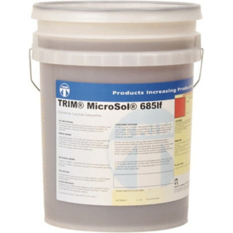 Master Fluid Solutions TRIM MicroSol 685lf 5 Gal Pail Cutting & Grinding Fluid Semisynthetic, For Use on Copper, Ferrous Metals, Iron, Nonferrous Metals, Stainless Steel, Steel MS685LF/5 – 61041612