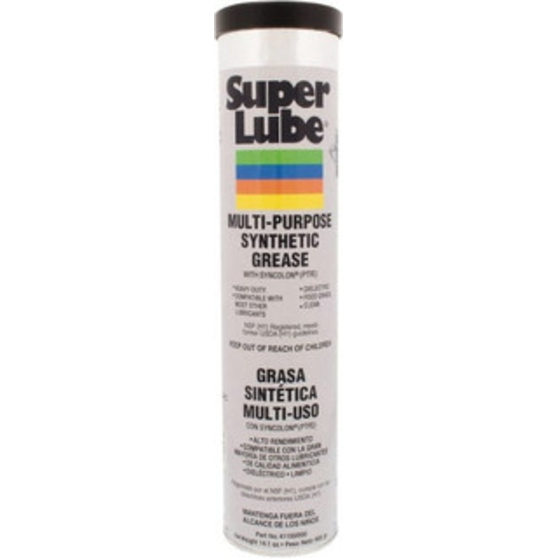 Synco Chemical Super Lube 14.1 oz Cartridge Synthetic Lubricant w/PTFE General Purpose Grease Translucent White, Food Grade, 450F Max Temp, NLGIG 000, 41150/000 – 30301253
