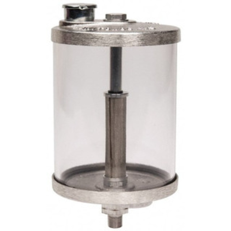 LDI Industries 1 Outlet, Polymer Bowl, 0.95 L No Flow Control Oil Reservoir 1/4-18 NPTF Outlet, 4-1/4 Diam x 7-3/4 High, 60C Max R111-02F – 84903939