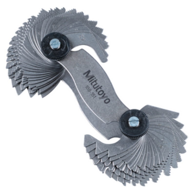Mitutoyo Pitch Gage, Metric & Unified, 60, 0.5-6mm/4-56TPI, 28 Leaves – 188-152