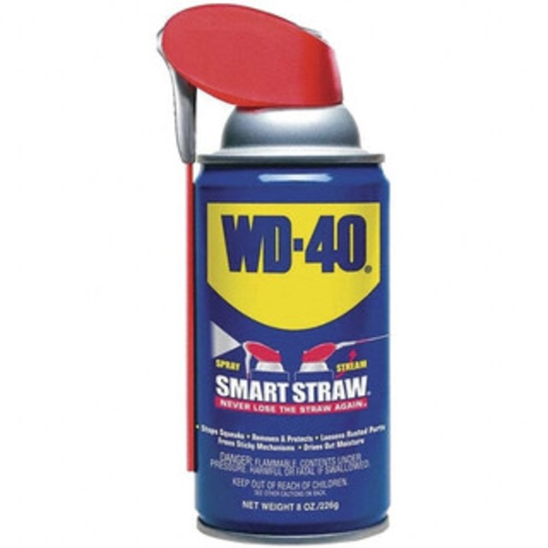 WD-40 8 oz Multi-Use Product with Smart Straw, Sprays 2 Ways Multi-Purpose Lubricant: Stop Squeaks, Removes & Protects, Loosens Rusted Parts, Free Sticky Mechanisms, Drives Out Moisture 49002 – 55300800