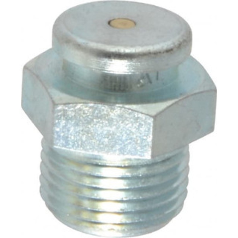 Alemite Straight Head Angle, 3/8 NPTF Button-Head Grease Fitting 3/4 Hex, 61/64 Overall Height, 31/64 Shank Length, 6,000 Operating psi, Zinc Plated Finish A1188 – 03244985